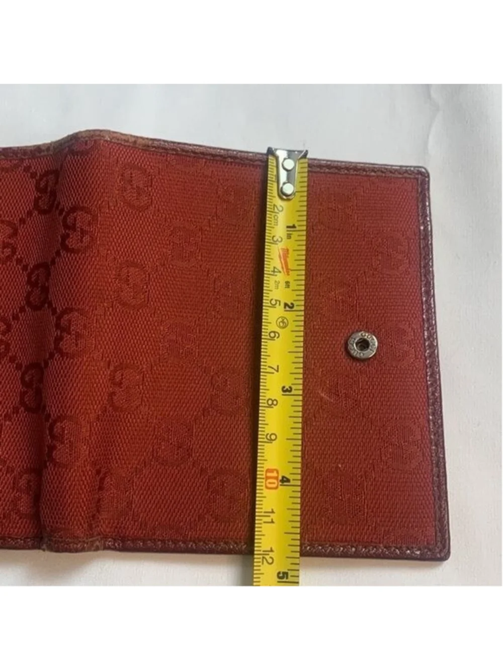 Gucci GG mono Flap Canvas/Leather Red Women Wallet Vintage - Picture 16 of 16